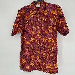 NWT Wes & Willy Maroon Minnesota Golden Gophers Vintage Like Floral Shirt S